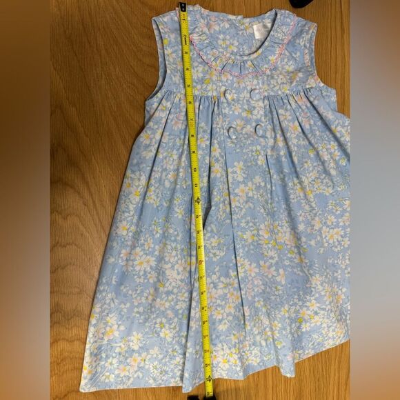 Eliza James Kids Blue Floral Sleeveless Dress with Ruffle Collar - Size 6 - Picture 5 of 7
